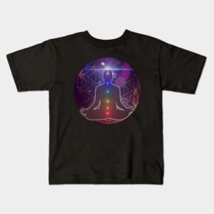 New Age Flower of Life Chakra Meditation Kids T-Shirt